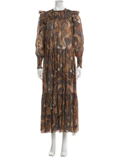 Pre-owned Ulla Johnson Paisley Print Long Dress In Neutral