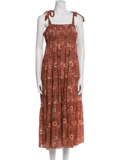 Pre-owned Ulla Johnson Paisley Print Long Dress In Red