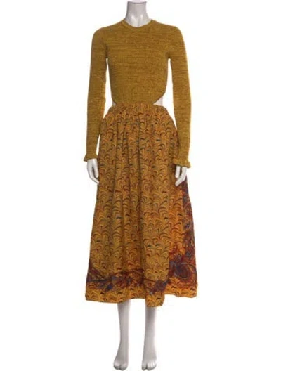 Pre-owned Ulla Johnson Paisley Print Long Dress In Yellow
