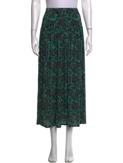 Pre-owned Ulla Johnson Paisley Print Long Skirt In Green