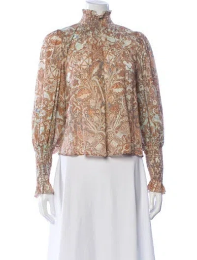 Pre-owned Ulla Johnson Paisley Print Long Sleeve Blouse In Multi