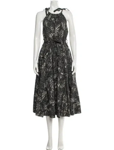 Pre-owned Ulla Johnson Paisley Print Midi Length Dress In Black