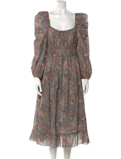 Pre-owned Ulla Johnson Paisley Print Midi Length Dress In Blue