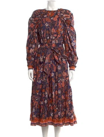 Pre-owned Ulla Johnson Paisley Print Midi Length Dress In Blue