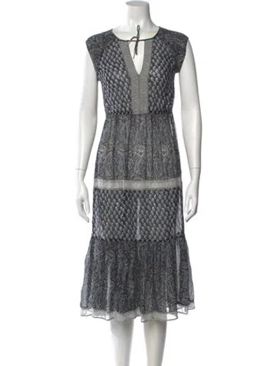 Pre-owned Ulla Johnson Paisley Print Midi Length Dress In Blue