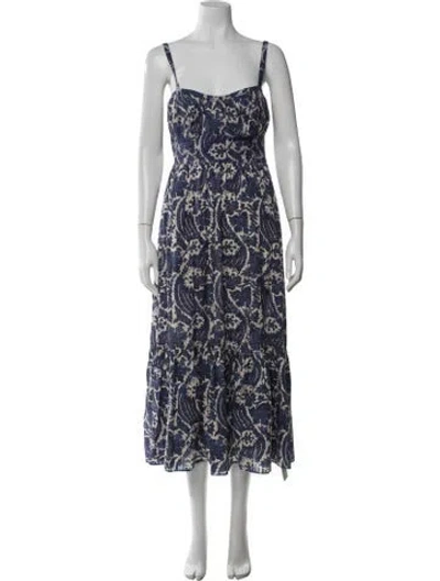 Pre-owned Ulla Johnson Paisley Print Midi Length Dress In Blue