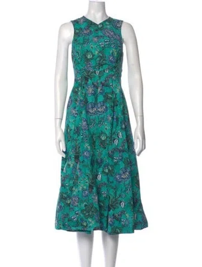 Pre-owned Ulla Johnson Paisley Print Midi Length Dress In Green