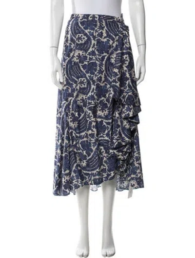 Pre-owned Ulla Johnson Paisley Print Midi Length Skirt In Blue
