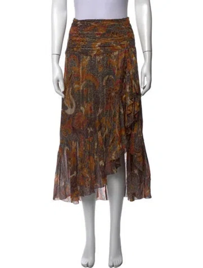 Pre-owned Ulla Johnson Paisley Print Midi Length Skirt In Brown/metallic