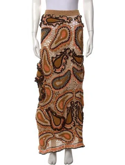 Pre-owned Ulla Johnson Paisley Print Midi Length Skirt W/ Tags In Neutrals