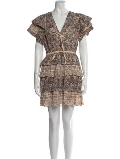Pre-owned Ulla Johnson Paisley Print Mini Dress In Brown
