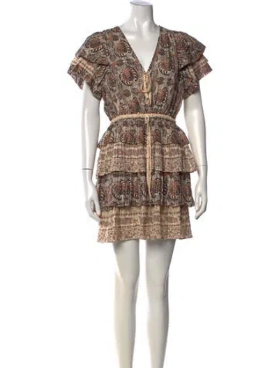 Pre-owned Ulla Johnson Paisley Print Mini Dress In Brown