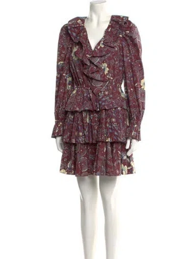 Pre-owned Ulla Johnson Paisley Print Mini Dress In Burgundy