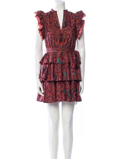 Pre-owned Ulla Johnson Paisley Print Mini Dress In Red