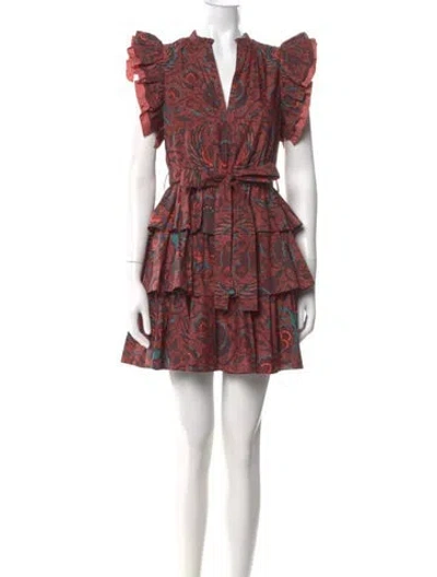 Pre-owned Ulla Johnson Paisley Print Mini Dress In Red