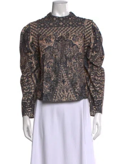 Pre-owned Ulla Johnson Paisley Print Mock Neck Top