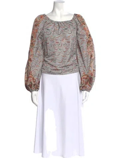 Pre-owned Ulla Johnson Paisley Print Square Neckline Blouse In Blue