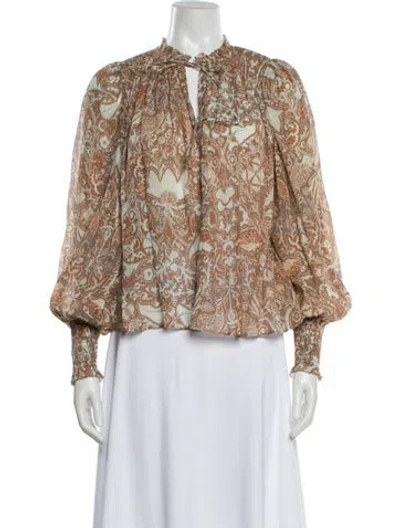 Pre-owned Ulla Johnson Paisley Print Tie Neck Blouse