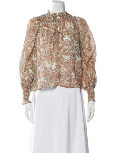 Pre-owned Ulla Johnson Paisley Print Tie Neck Blouse