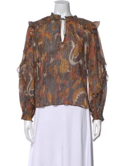 Pre-owned Ulla Johnson Paisley Print Tie Neck Blouse