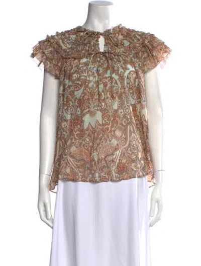 Pre-owned Ulla Johnson Paisley Print Tie Neck Blouse In Neutrals