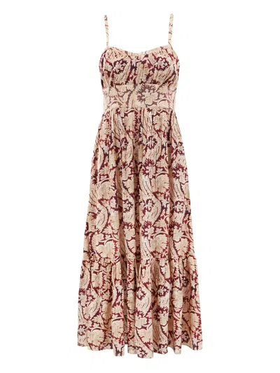 Ulla Johnson Paisley Print Tiered Midi Dress In Neutral