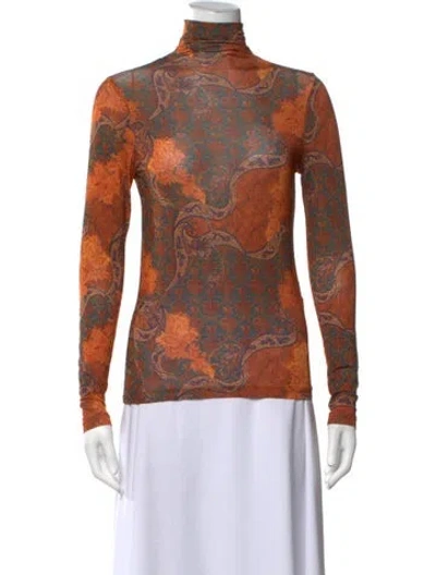 Pre-owned Ulla Johnson Paisley Print Turtleneck Top In Brown