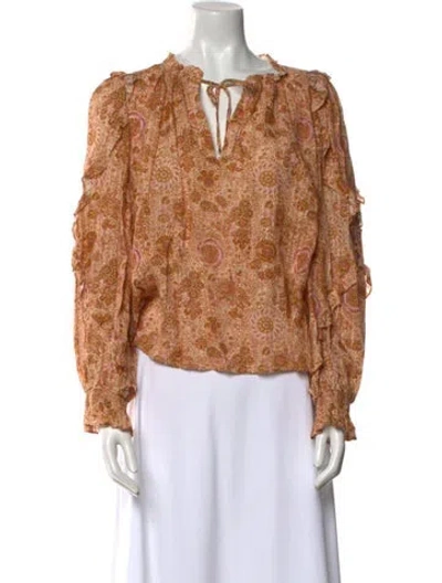 Pre-owned Ulla Johnson Paisley Print V-neck Blouse In Brown
