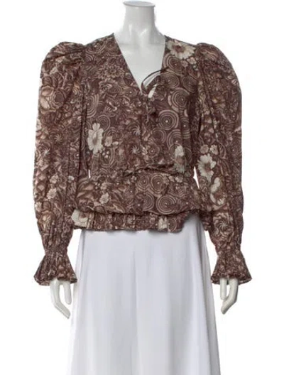 Pre-owned Ulla Johnson Paisley Print V-neck Blouse In Brown