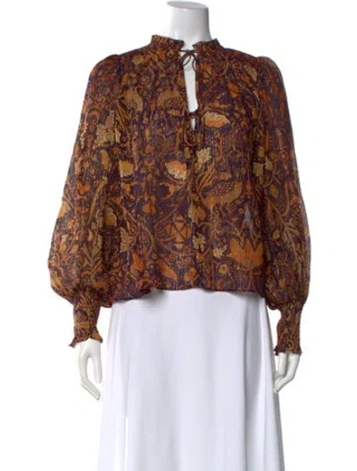 Pre-owned Ulla Johnson Paisley Print V-neck Blouse In Orange