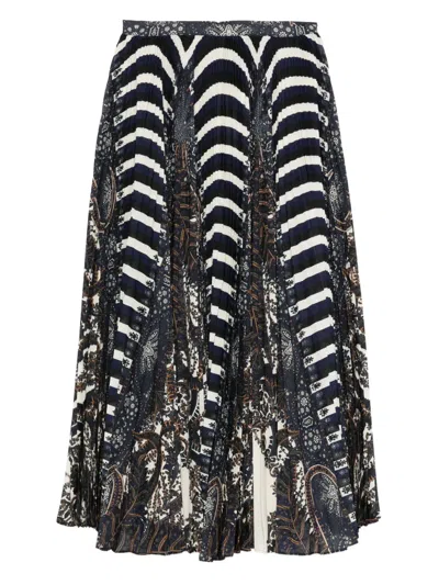 ULLA JOHNSON PAISLEY-STRIPED PLEATED SKIRT