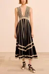 Ulla Johnson Palermo Ricrac And Grosgrain-trimmed Cotton-poplin Midi Dress In Black
