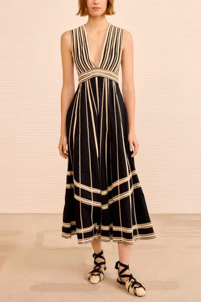 Ulla Johnson Palermo Ricrac And Grosgrain-trimmed Cotton-poplin Midi Dress In Multi