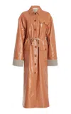 Ulla Johnson Palette Coated Chambray Linen Utility Coat In Tan