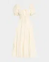 Ulla Johnson Palma Polka Dot Puff-sleeve Midi Dress In Pristine