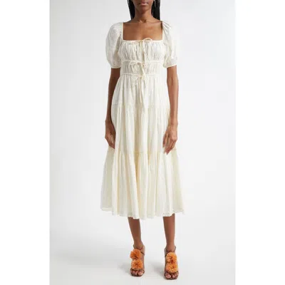 ULLA JOHNSON ULLA JOHNSON PALMA TIERED COTTON EYLELET DRESS