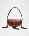 Ulla Johnson Paloma Tassel Croc-embossed Leather Shoulder Bag In Brown