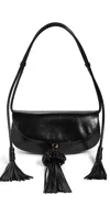 Ulla Johnson Paloma Tassel Flap Bag Noir In Black