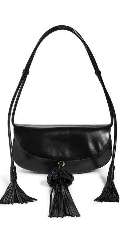 Ulla Johnson Paloma Tassel Flap Bag Noir In Black
