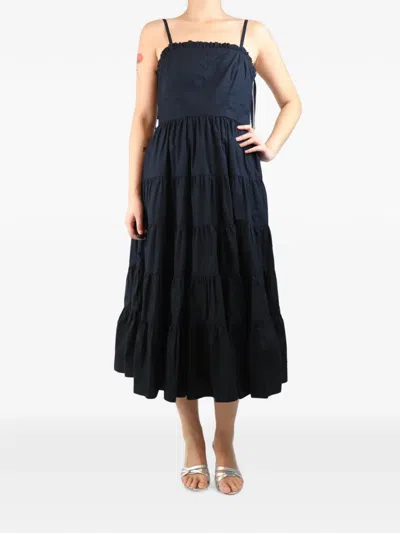Pre-owned Ulla Johnson Panelled Tiered Midi Dress In Black