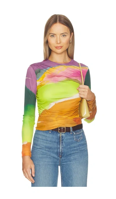 Ulla Johnson Paradis Ruched Jersey Top In Multi