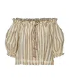 Ulla Johnson Paros Striped Cropped Cotton Top In Neutral