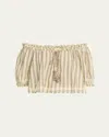 Ulla Johnson Paros Striped Cropped Cotton Top In Neutral