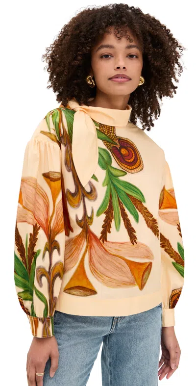Ulla Johnson Pastel Long Sleeve Silk Blouse Inner Nature In Multi