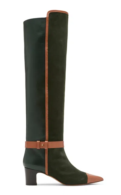 Ulla Johnson Patchwork Kiki Knee-high Leather Boots In Green