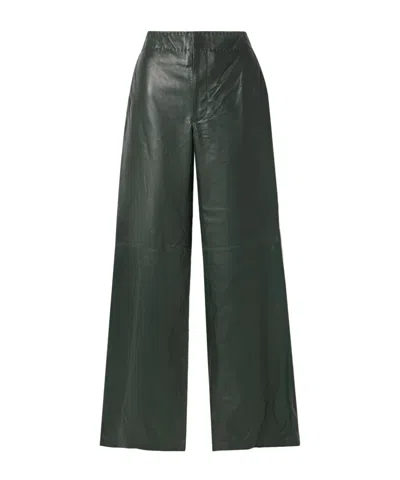 Ulla Johnson Lotti Paneled Leather Wide-leg Pants In Green