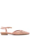 Ulla Johnson Violette Caged Leather Ankle-strap Ballerina Flats In Rosa