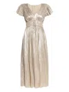 Ulla Johnson Patrice Flutter Sleeve Midi Dress In Opal In Metallic