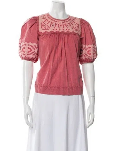 Pre-owned Ulla Johnson Patterned Crew Neck Blouse In Pink