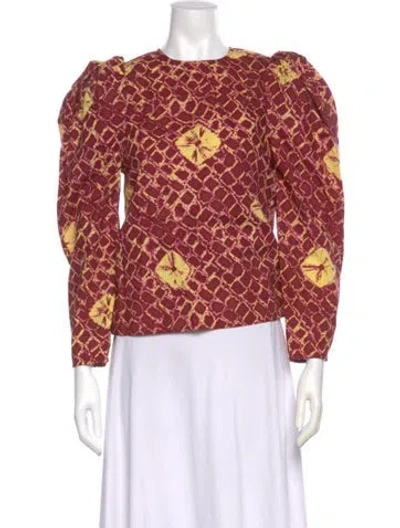 Pre-owned Ulla Johnson Patterned Crew Neck Blouse In Pink